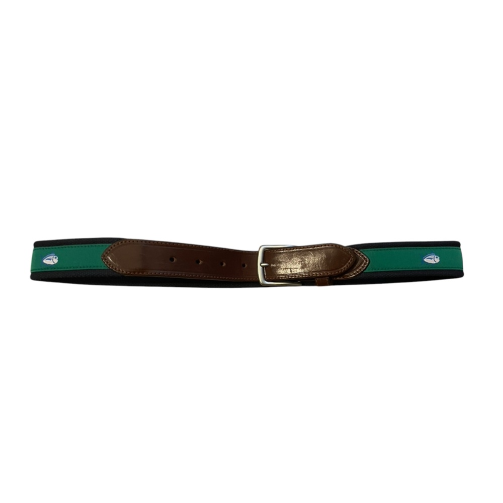 Southern Tide‎ 32 Blue Fish Leather Navy and Green Belt